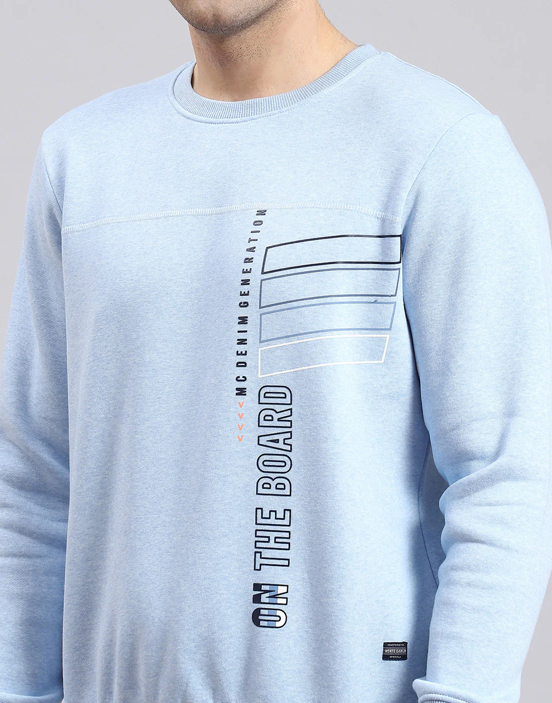Men Blue Printed Round Neck Full Sleeve Sweatshirt - Image 7