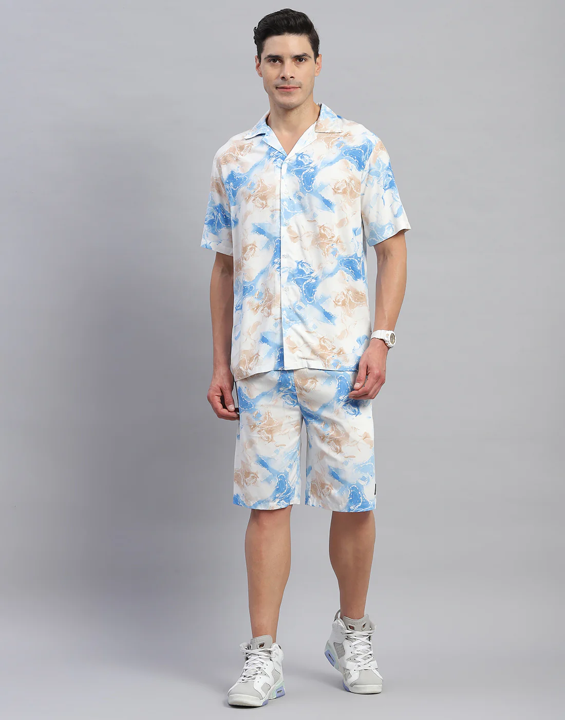 Rock.it Men Blue Printed Round Neck Half Sleeve Cords Set - Image 2