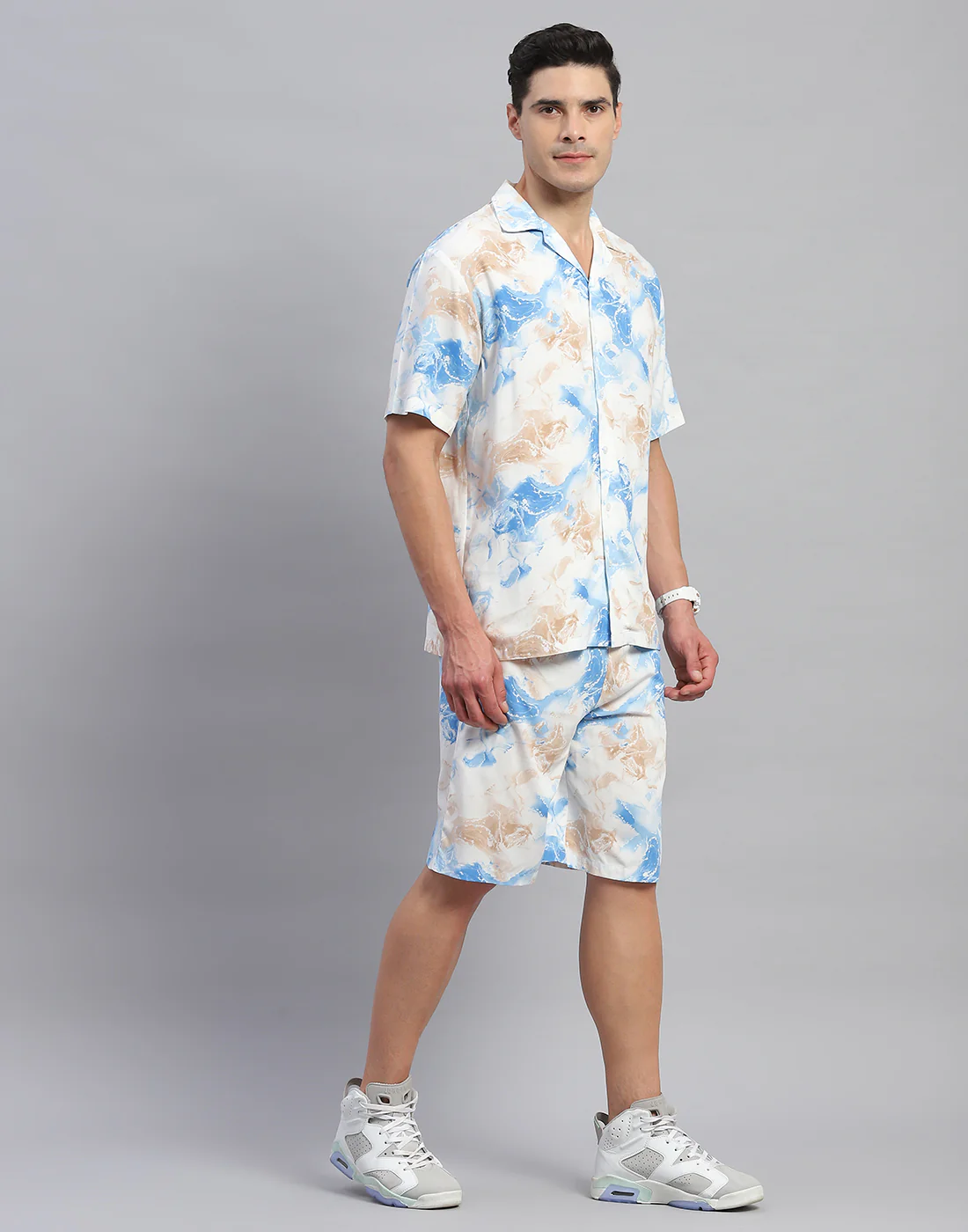 Rock.it Men Blue Printed Round Neck Half Sleeve Cords Set - Image 4