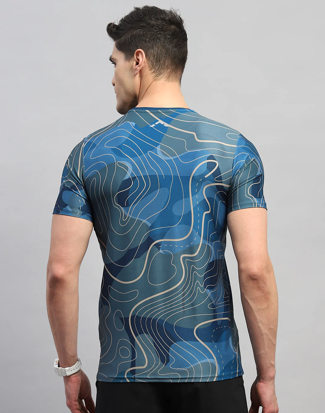 Rock.it Men Blue Printed Round Neck Half Sleeve T-Shirt - Image 5
