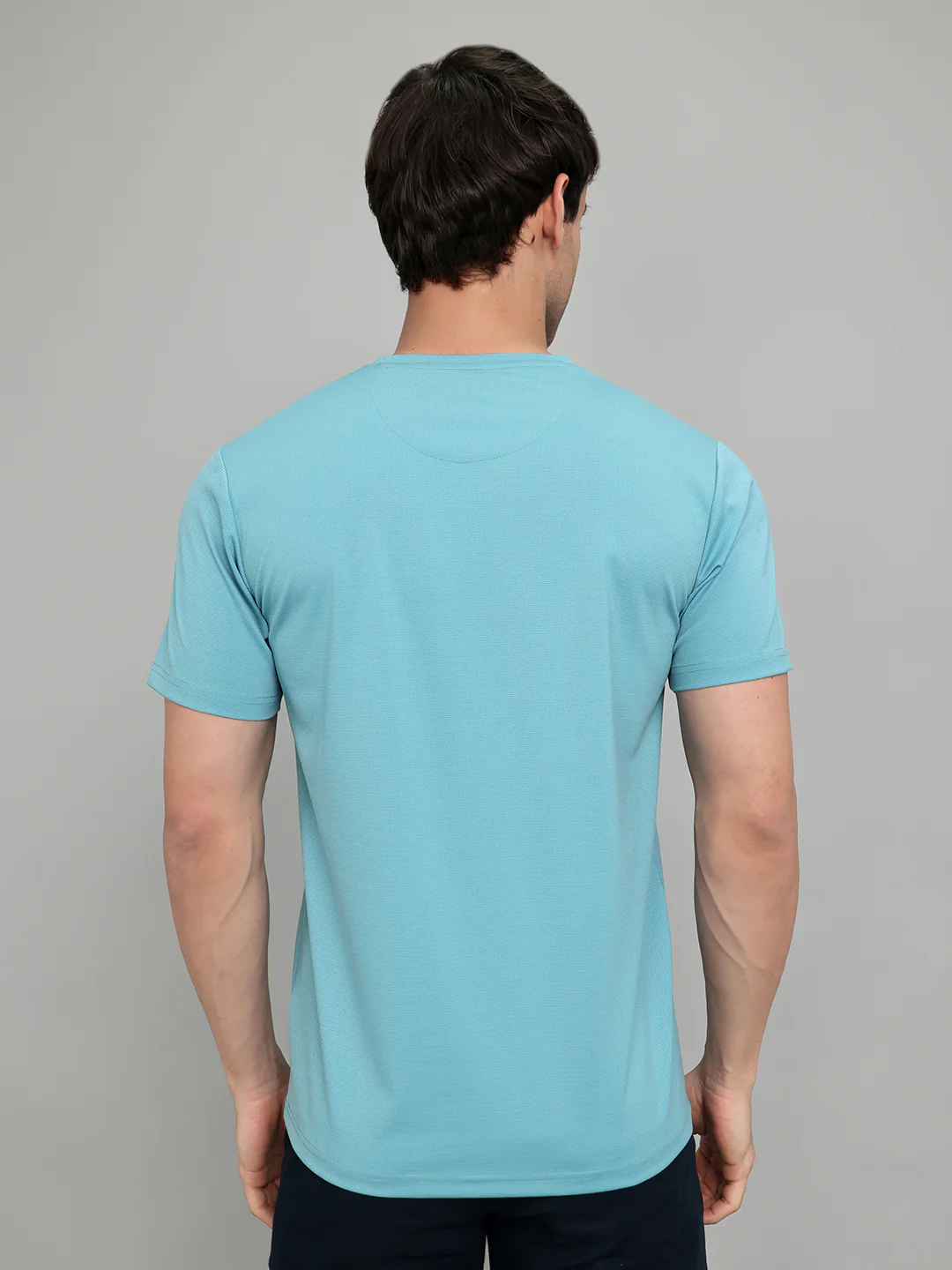 Men Blue Printed Round Neck Half Sleeve T-Shirt - Image 4