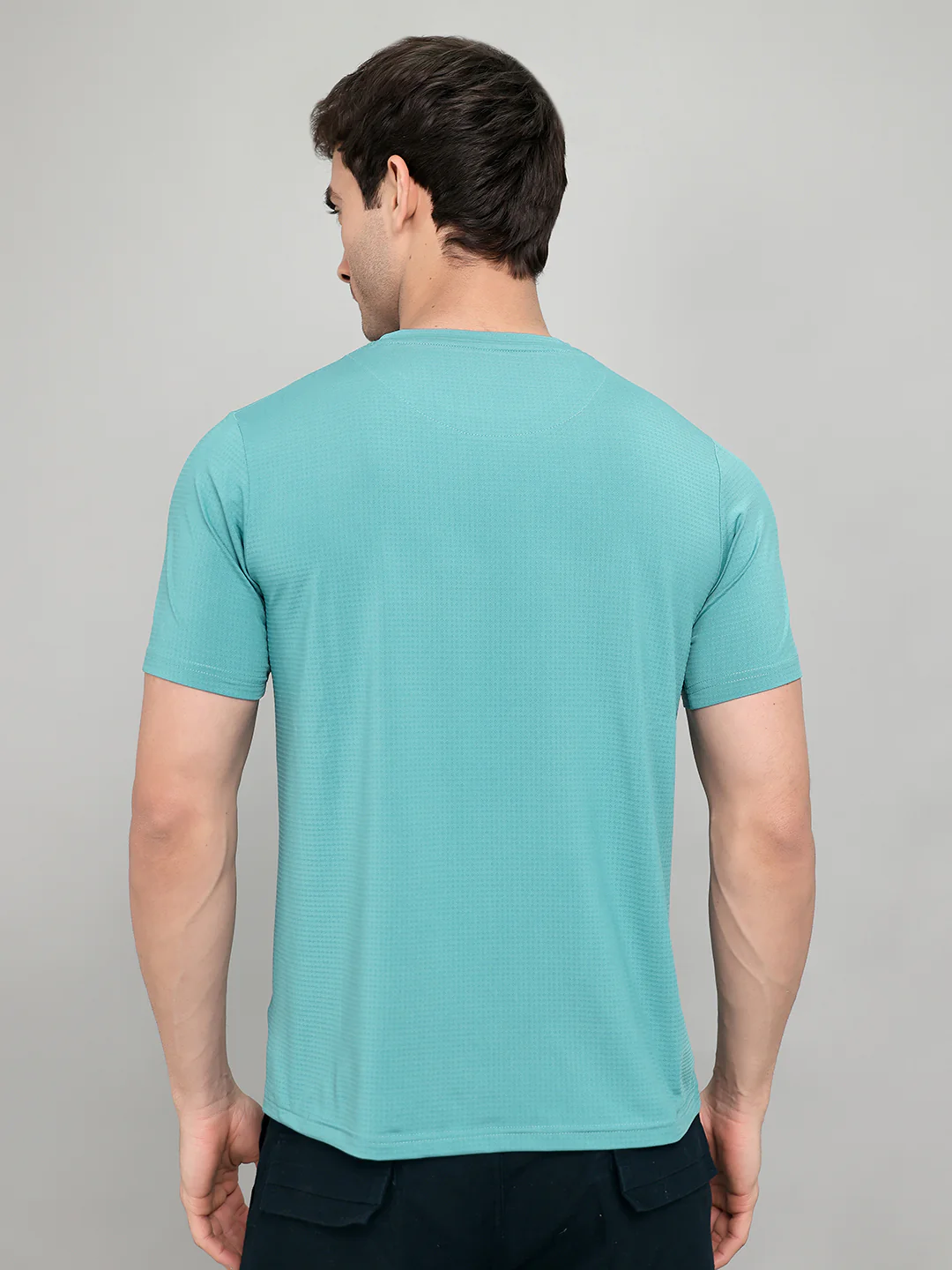 Men Blue Printed Round Neck Half Sleeve T-Shirt - Image 5