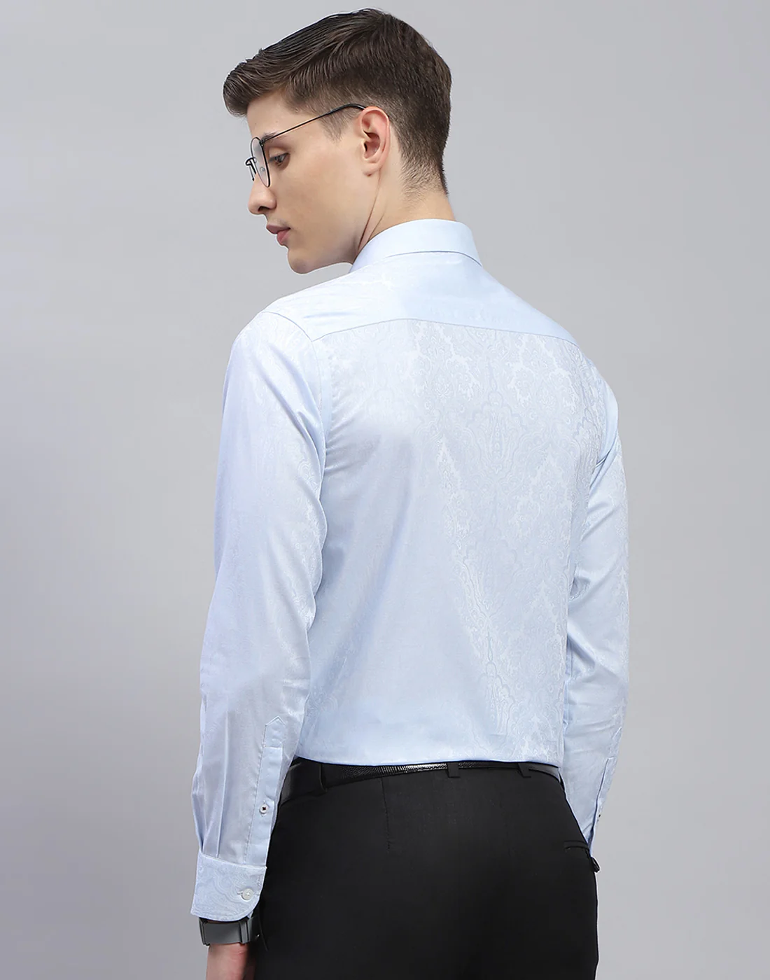Men Blue Printed Spread Collar Full Sleeve Shirt - Image 5