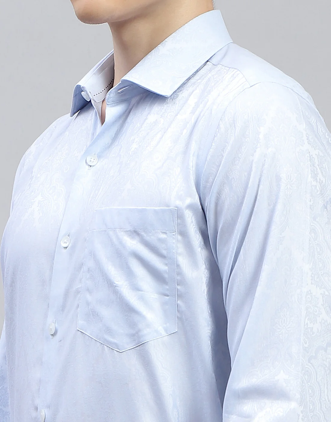Men Blue Printed Spread Collar Full Sleeve Shirt - Image 6
