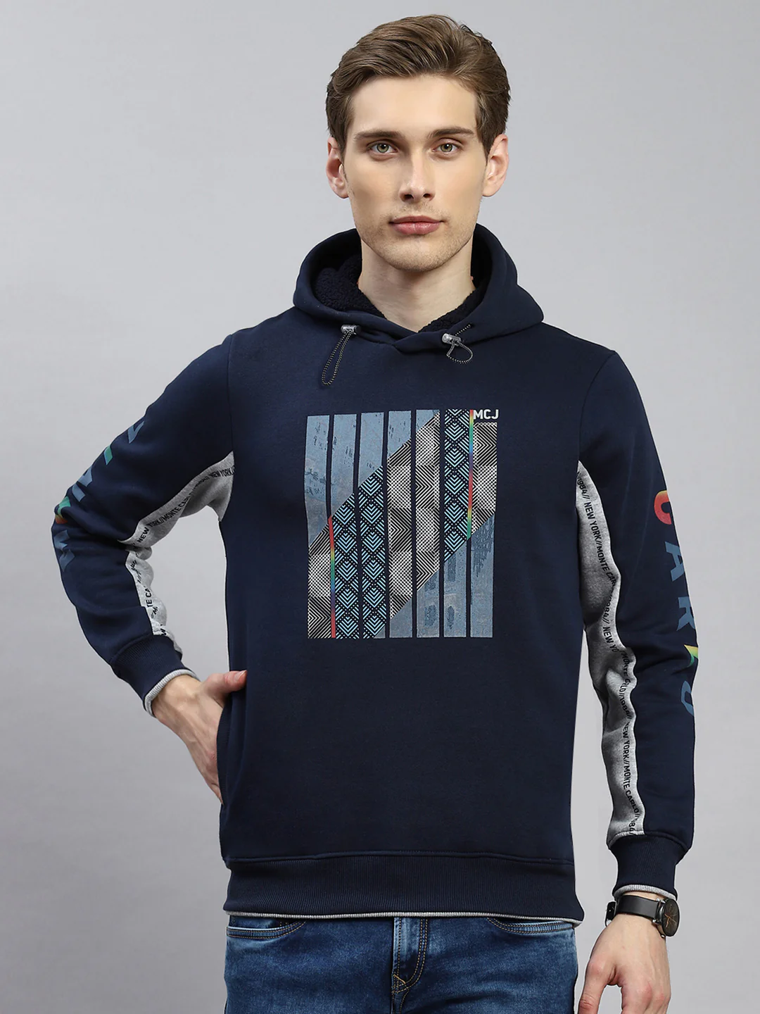 Men Blue Printed Sweatshirt - Image 2