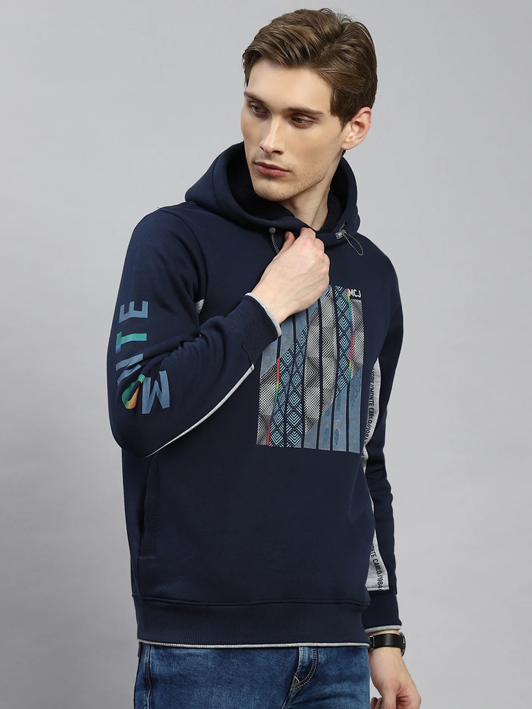 Men Blue Printed Sweatshirt - Image 3