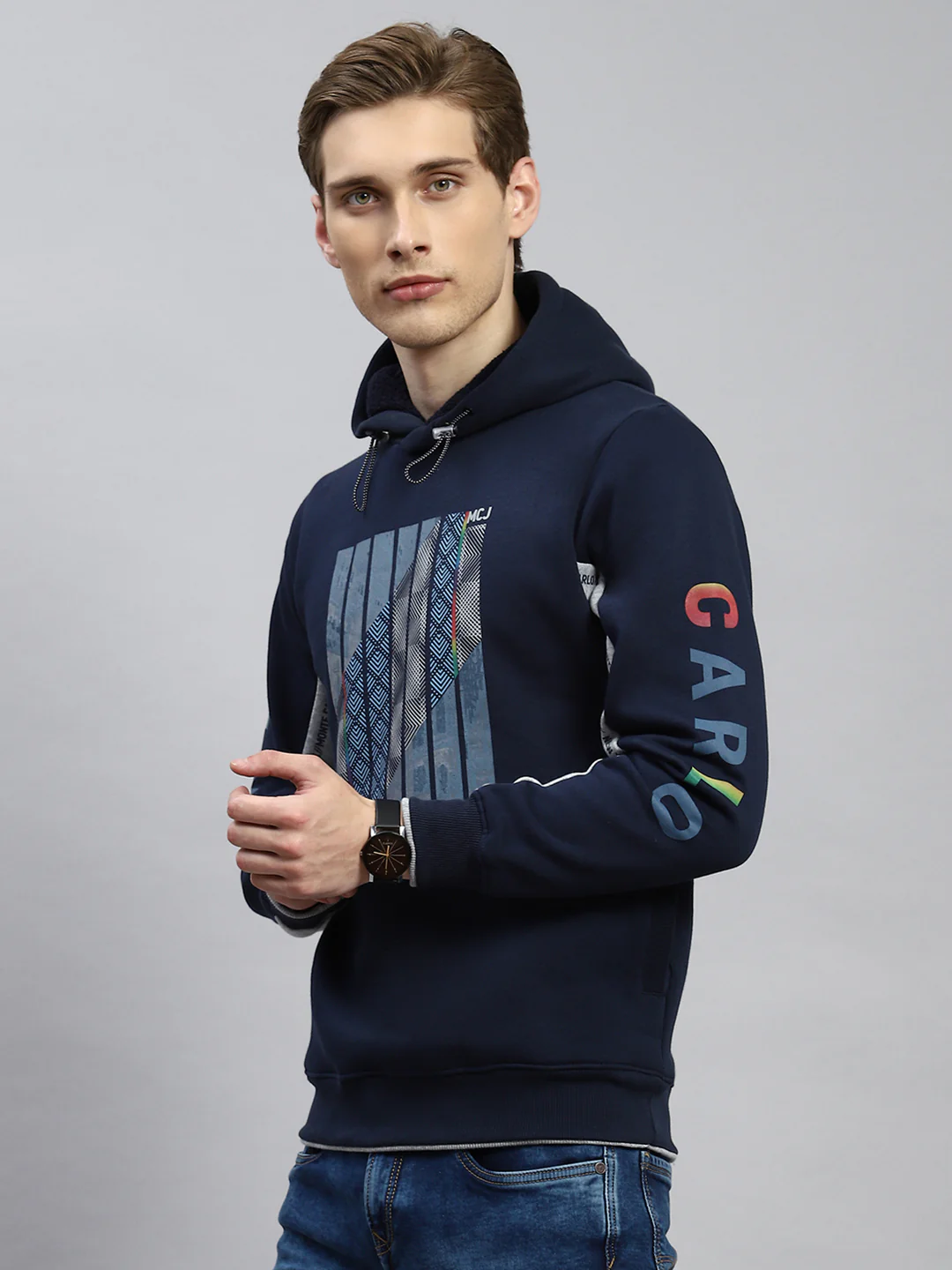 Men Blue Printed Sweatshirt - Image 4