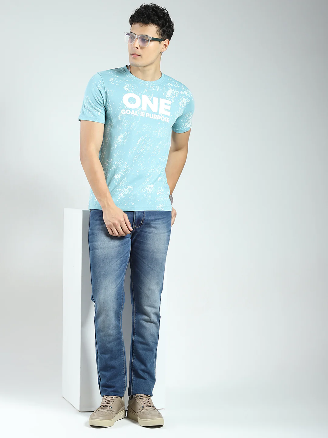 Rock.it Men Blue Printed Round Neck Half Sleeve T-Shirt - Image 2