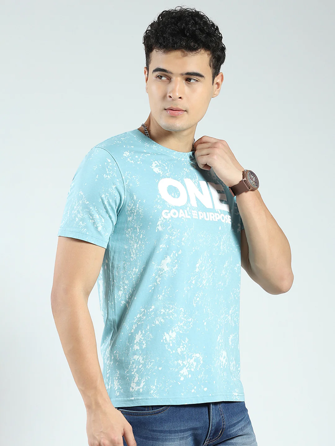 Rock.it Men Blue Printed Round Neck Half Sleeve T-Shirt - Image 4