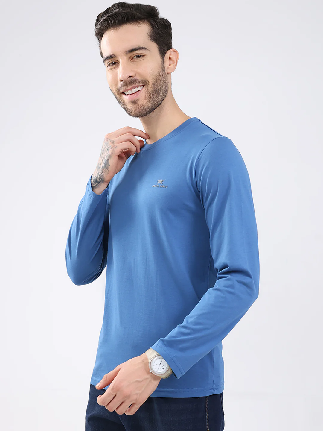 Men Blue & Red Solid Round Neck Full Sleeve T-Shirt (Pack of 2) - Image 4