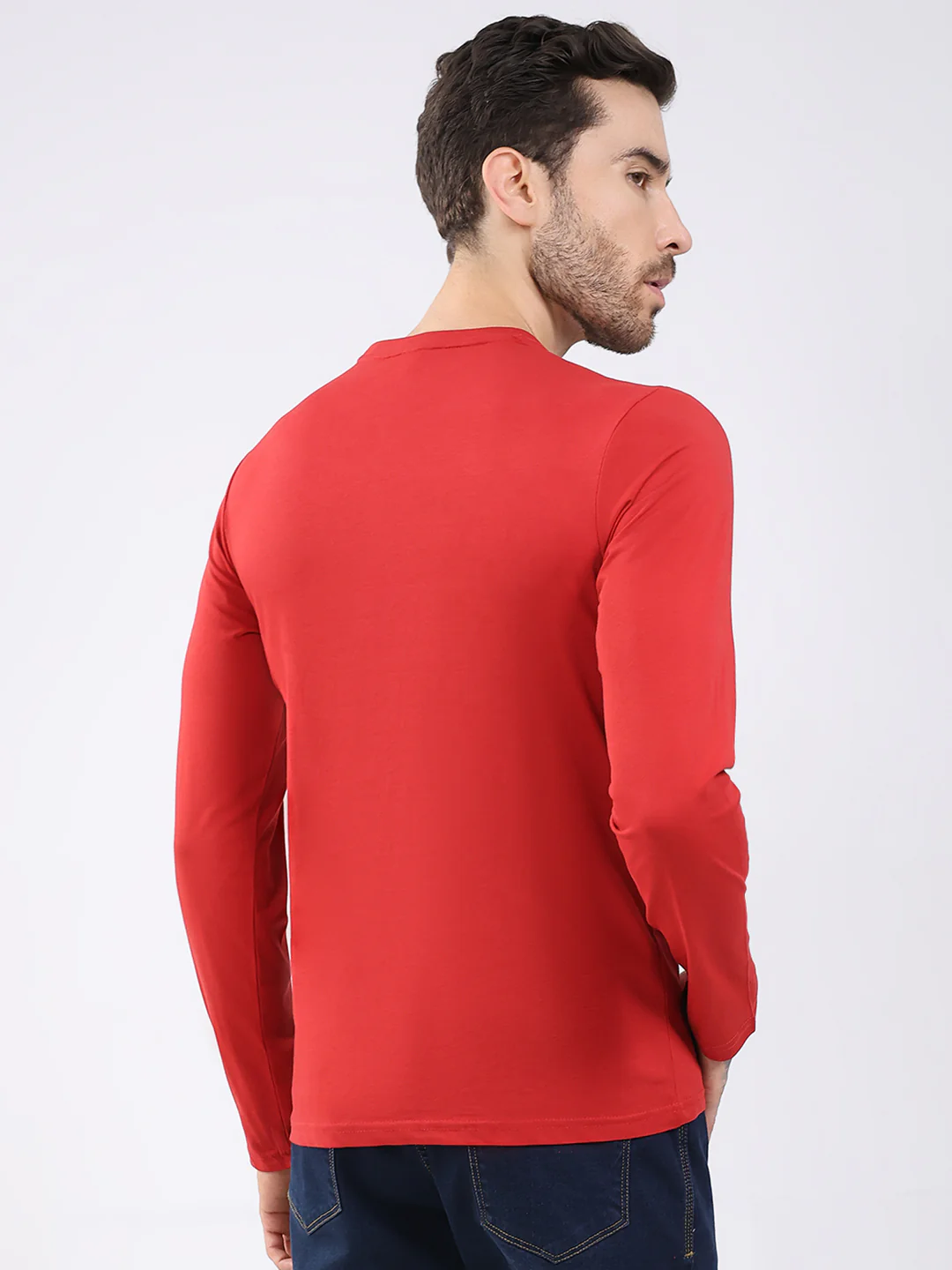 Men Blue & Red Solid Round Neck Full Sleeve T-Shirt (Pack of 2) - Image 9