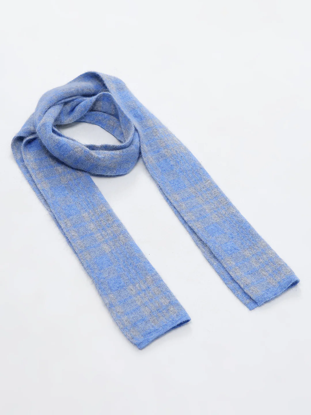 Men Blue Self Design Angoora Muffler - Image 5