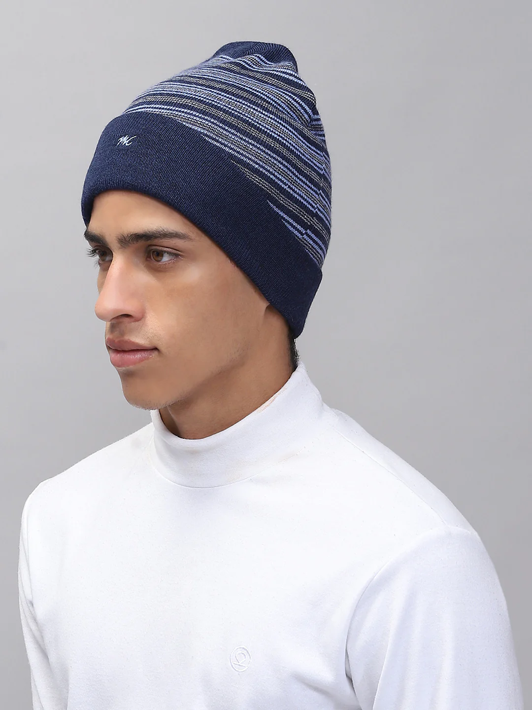 Men Blue Self Design Cap - Image 3