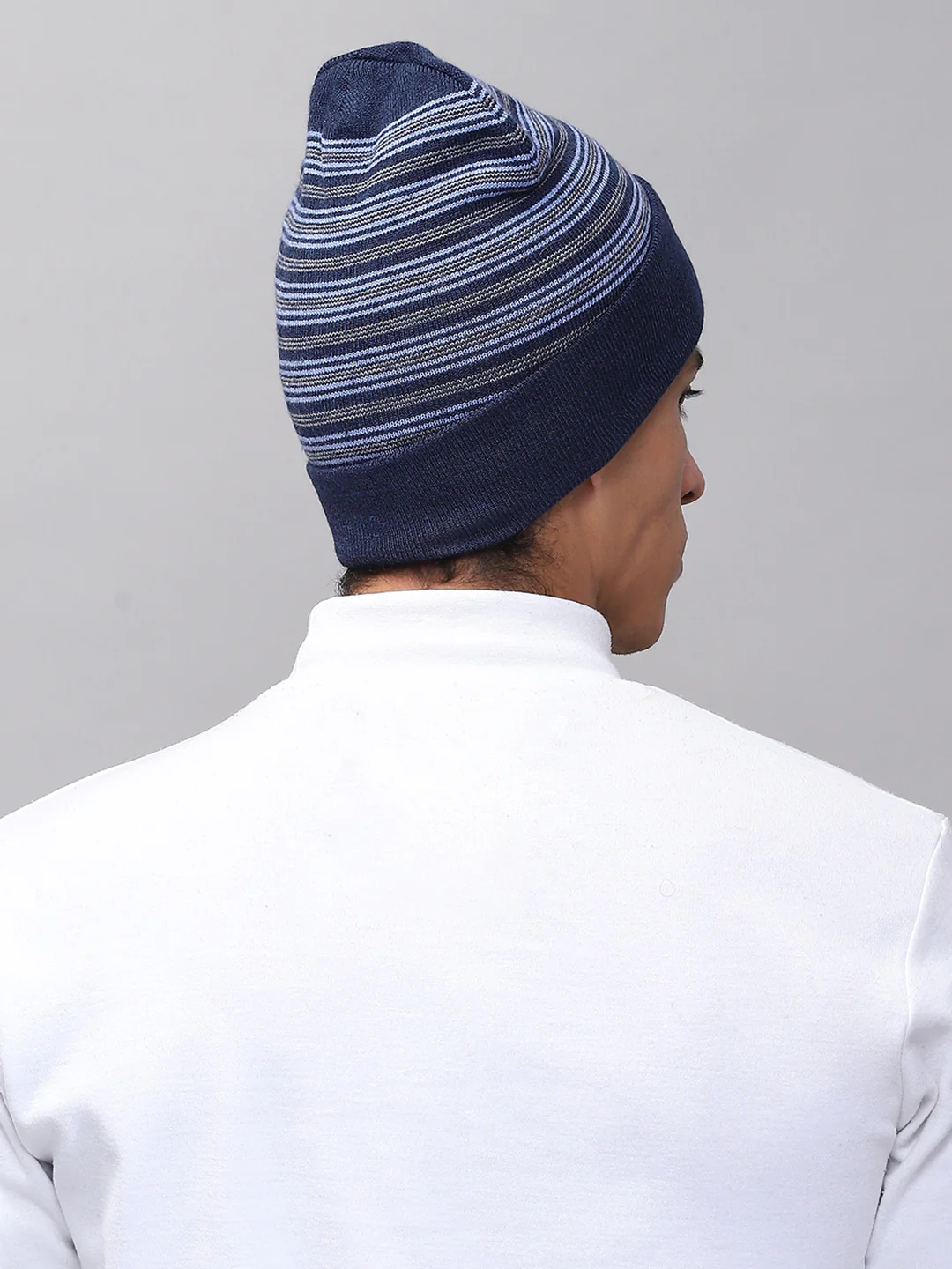 Men Blue Self Design Cap - Image 5
