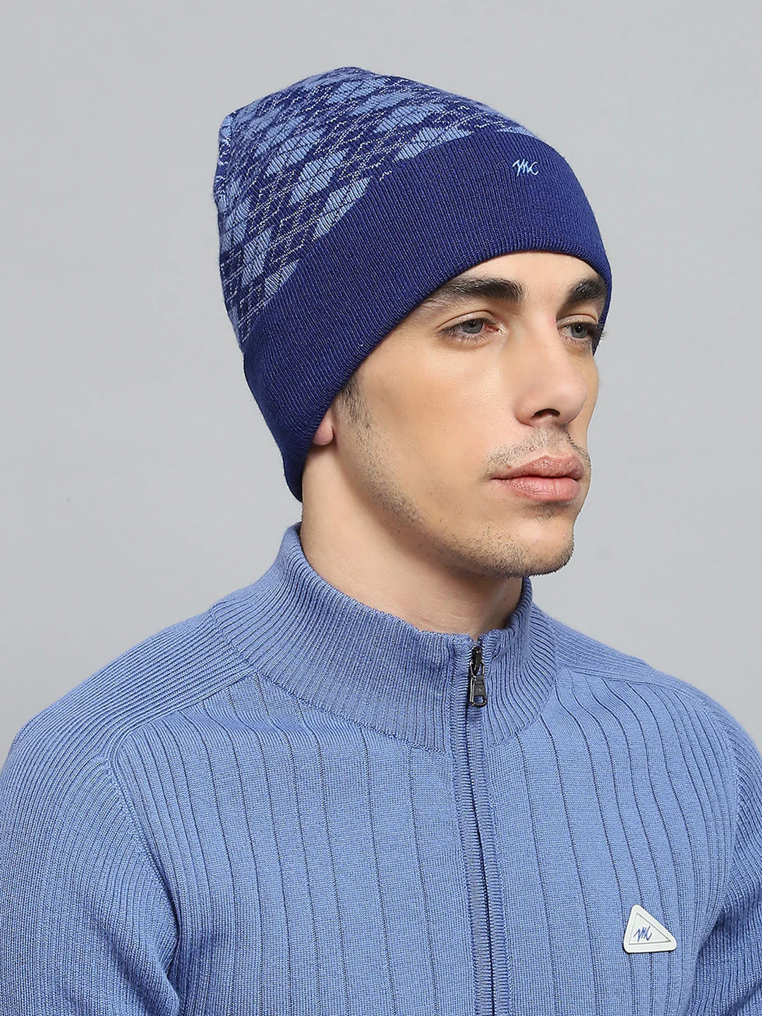 Men Blue Self Design Cap - Image 4