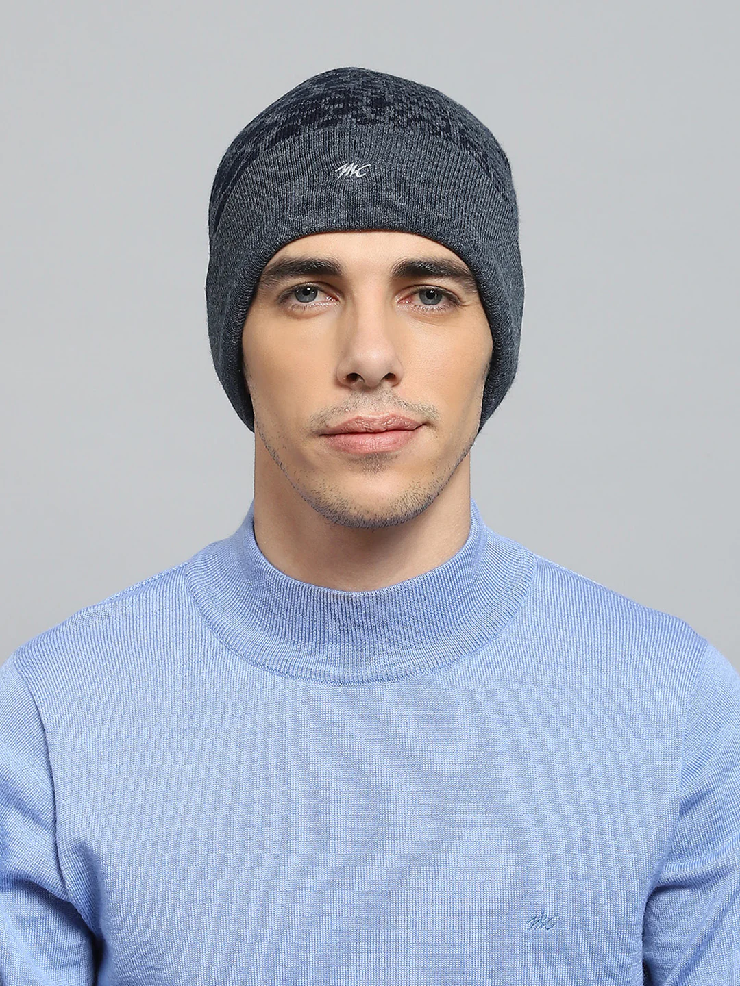 Men Blue Self Design Cap