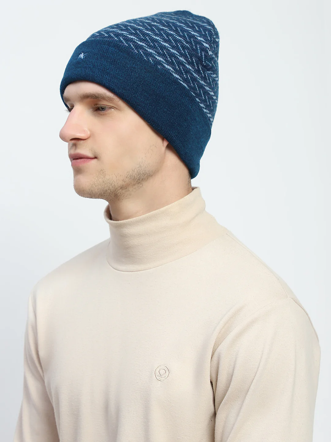 Men Blue Self Design Cap - Image 3