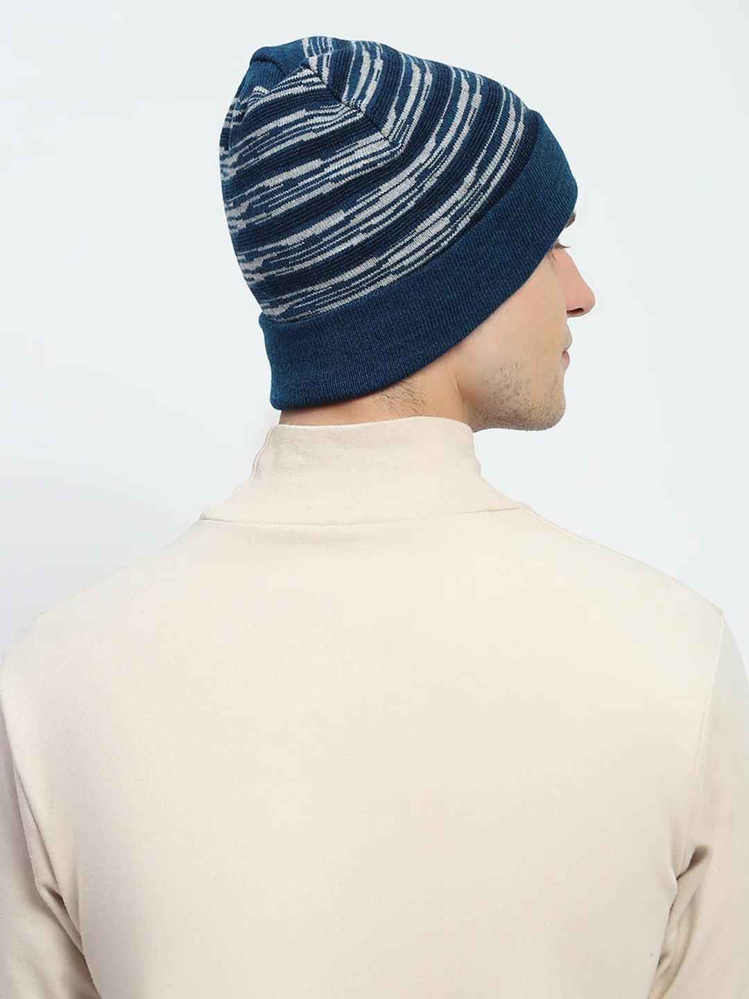 Men Blue Self Design Cap - Image 5