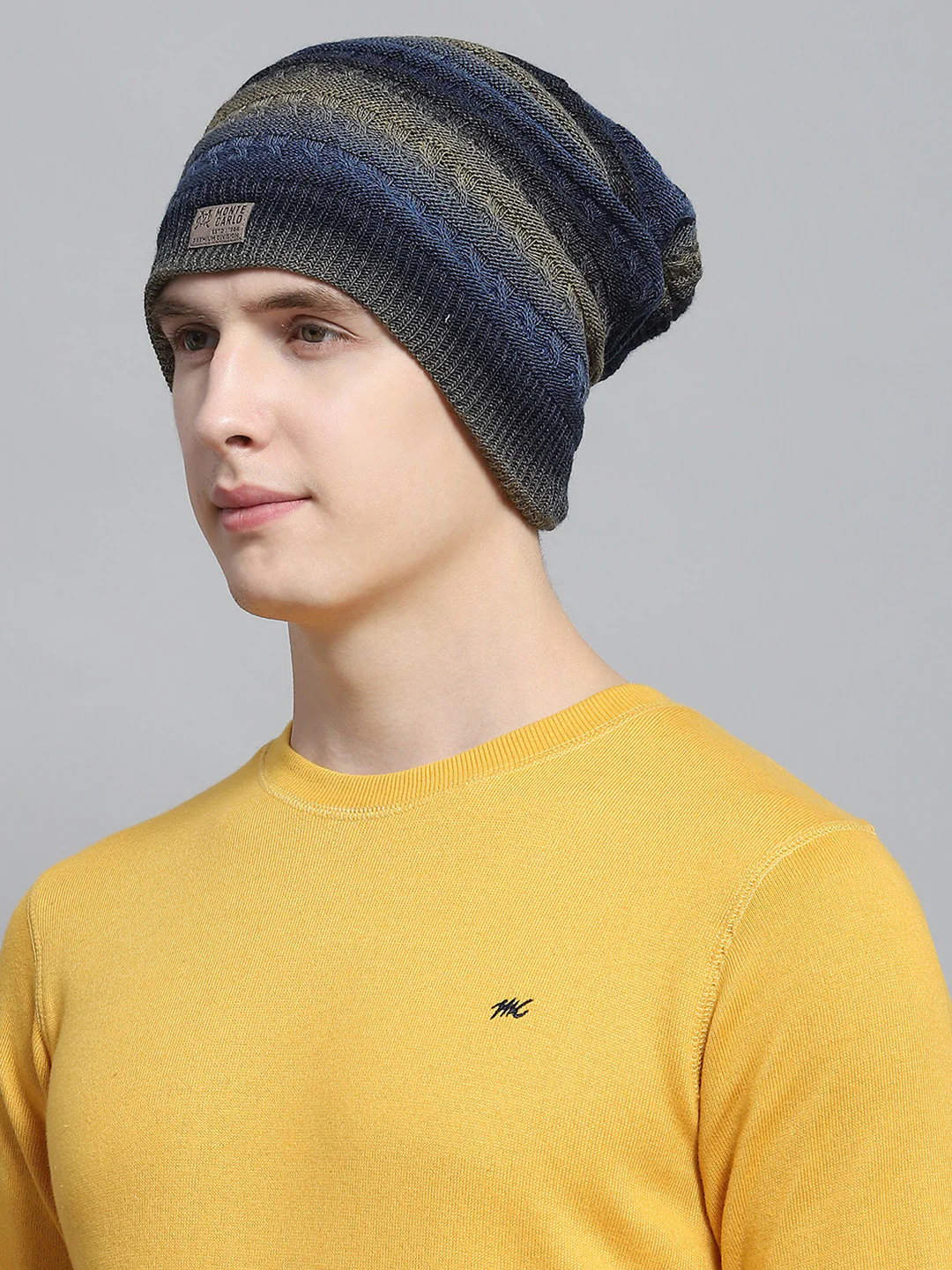 Men Blue Self Design Cap - Image 3