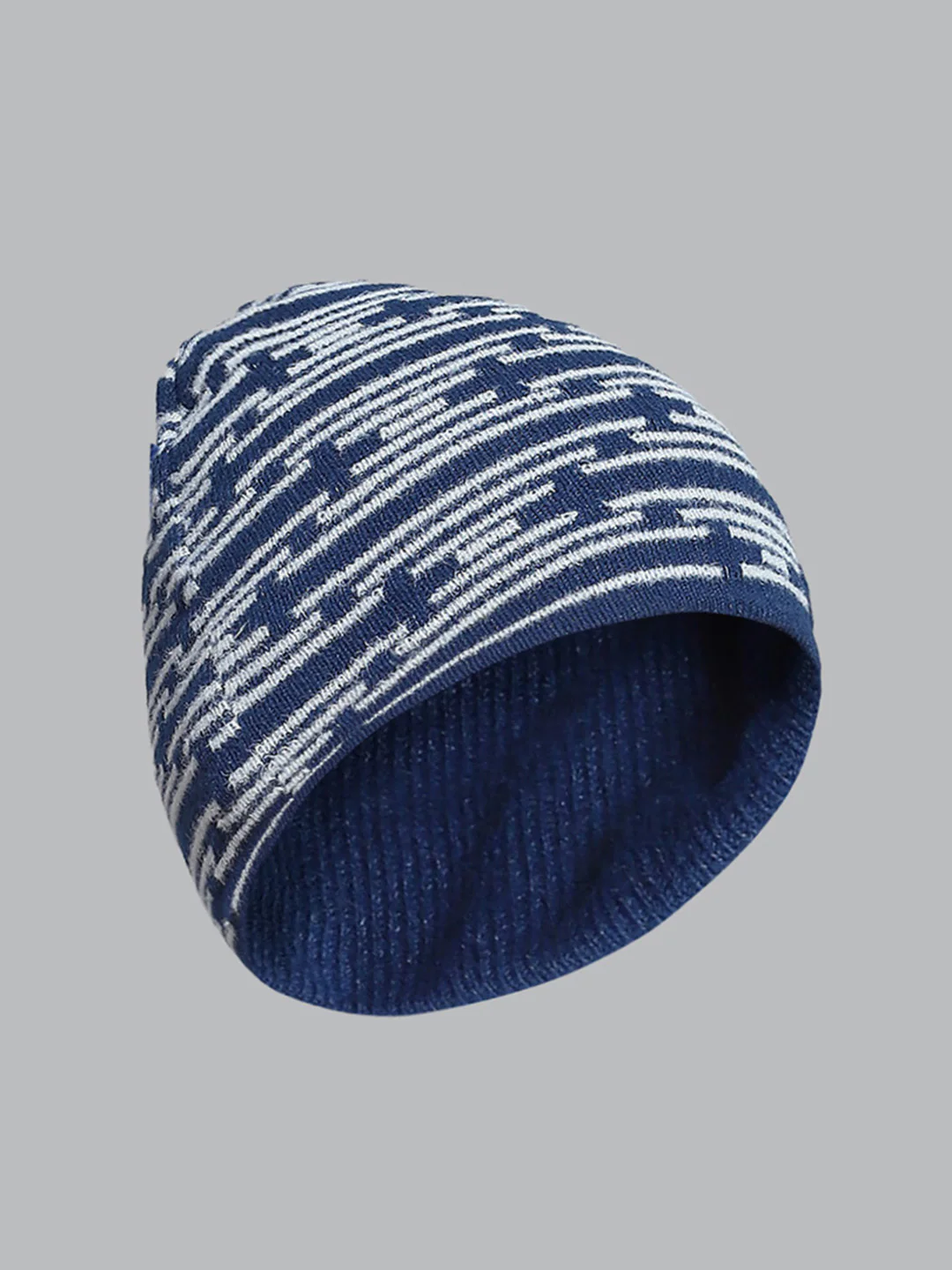 Men Blue Self Design Cap - Image 2