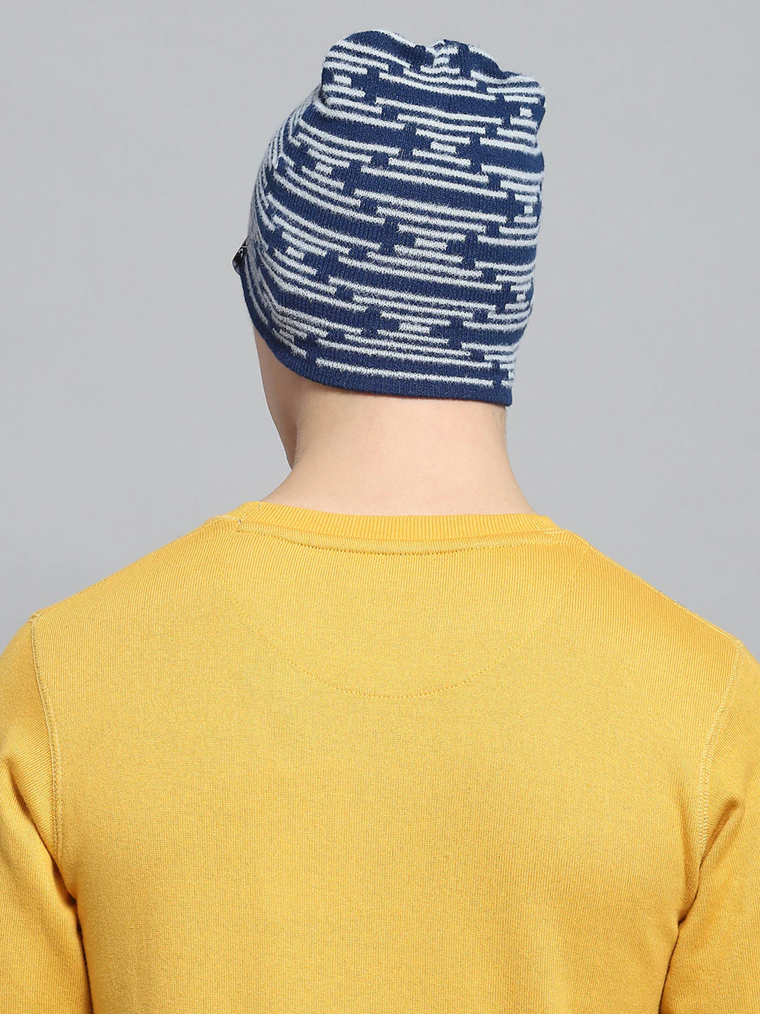 Men Blue Self Design Cap - Image 5