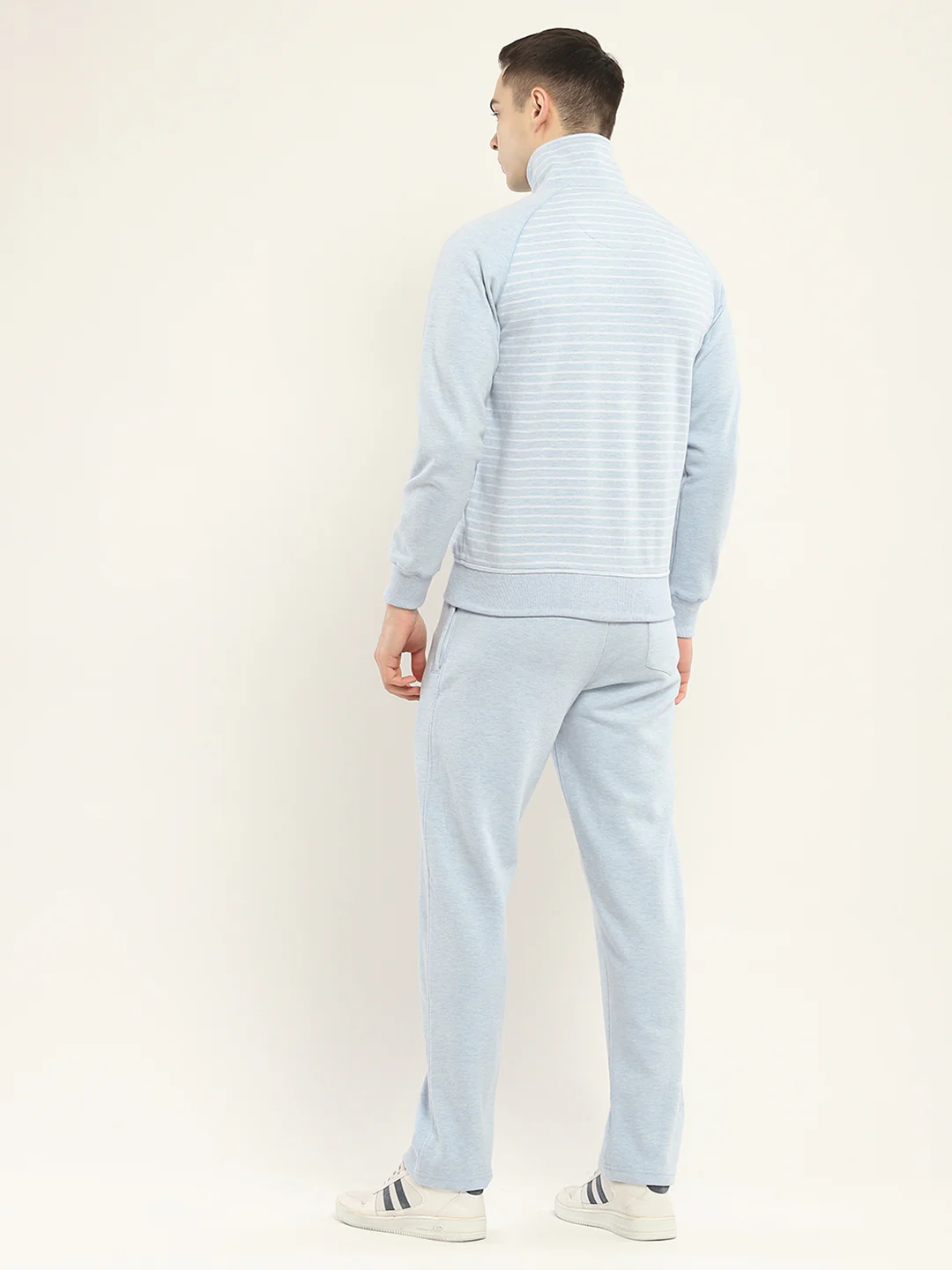 Men Blue Self Design Collar Full Sleeve Winter Tracksuit - Image 5