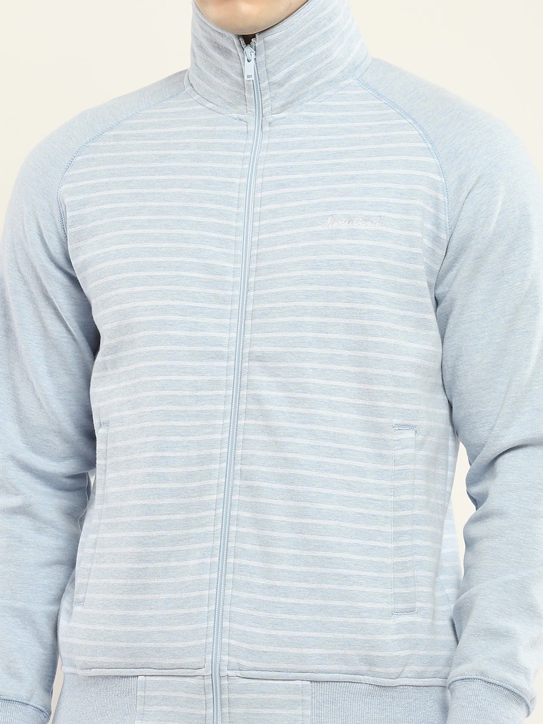 Men Blue Self Design Collar Full Sleeve Winter Tracksuit - Image 6