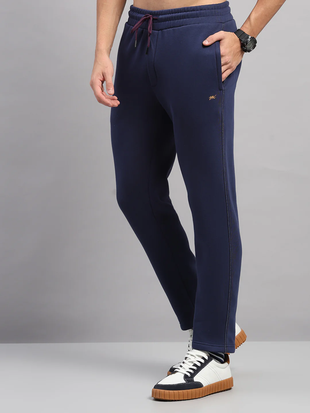 Men Blue Self Design Collar Full Sleeve Winter Tracksuit - Image 8