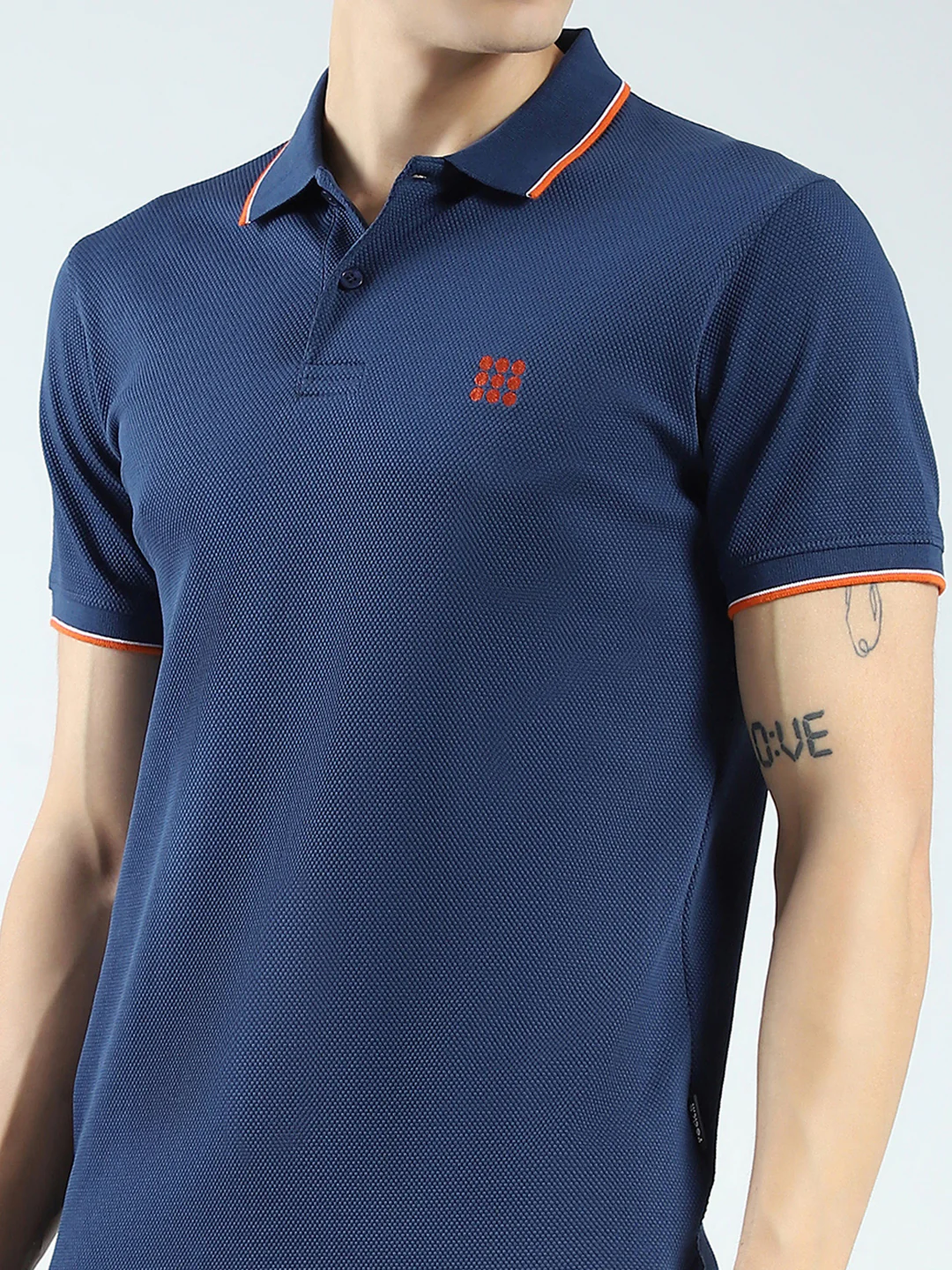 Rock.it Men Blue Self Design Collar Half Sleeve T-Shirt - Image 6