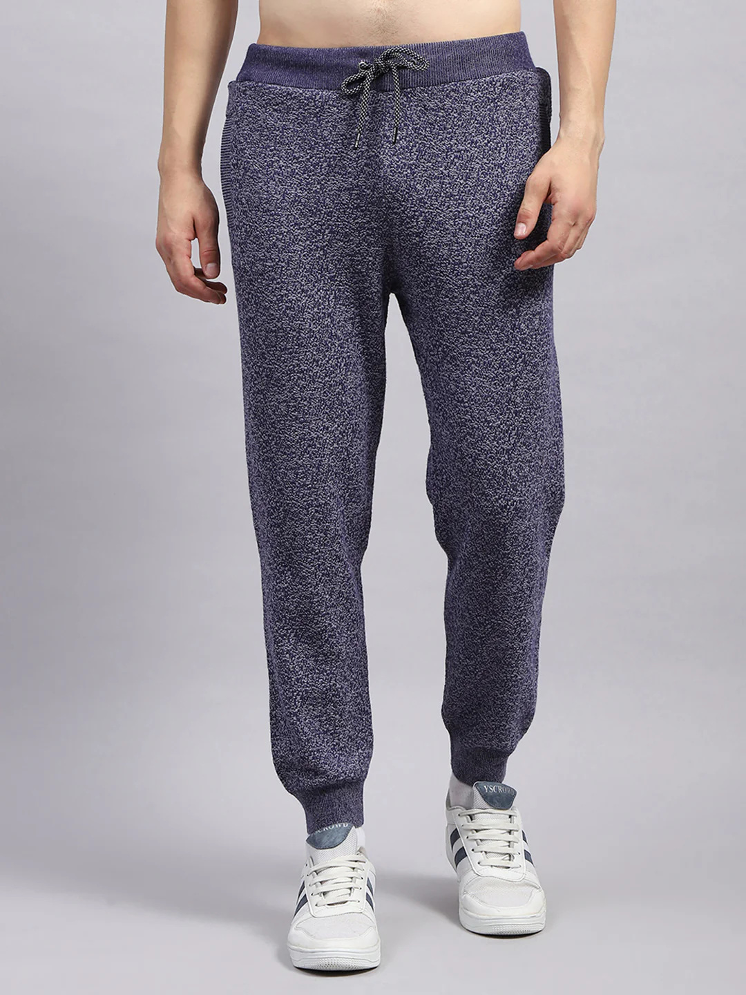 Men Blue Self Design Hooded Full Sleeve Winter Tracksuit - Image 7