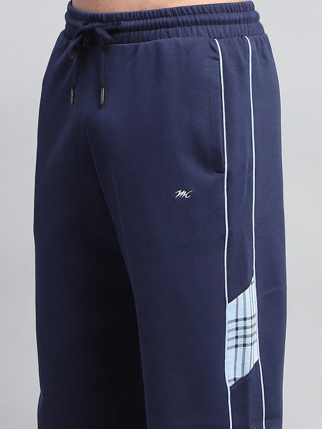 Men Blue Self Design Mock Neck Full Sleeve Winter Tracksuit - Image 9