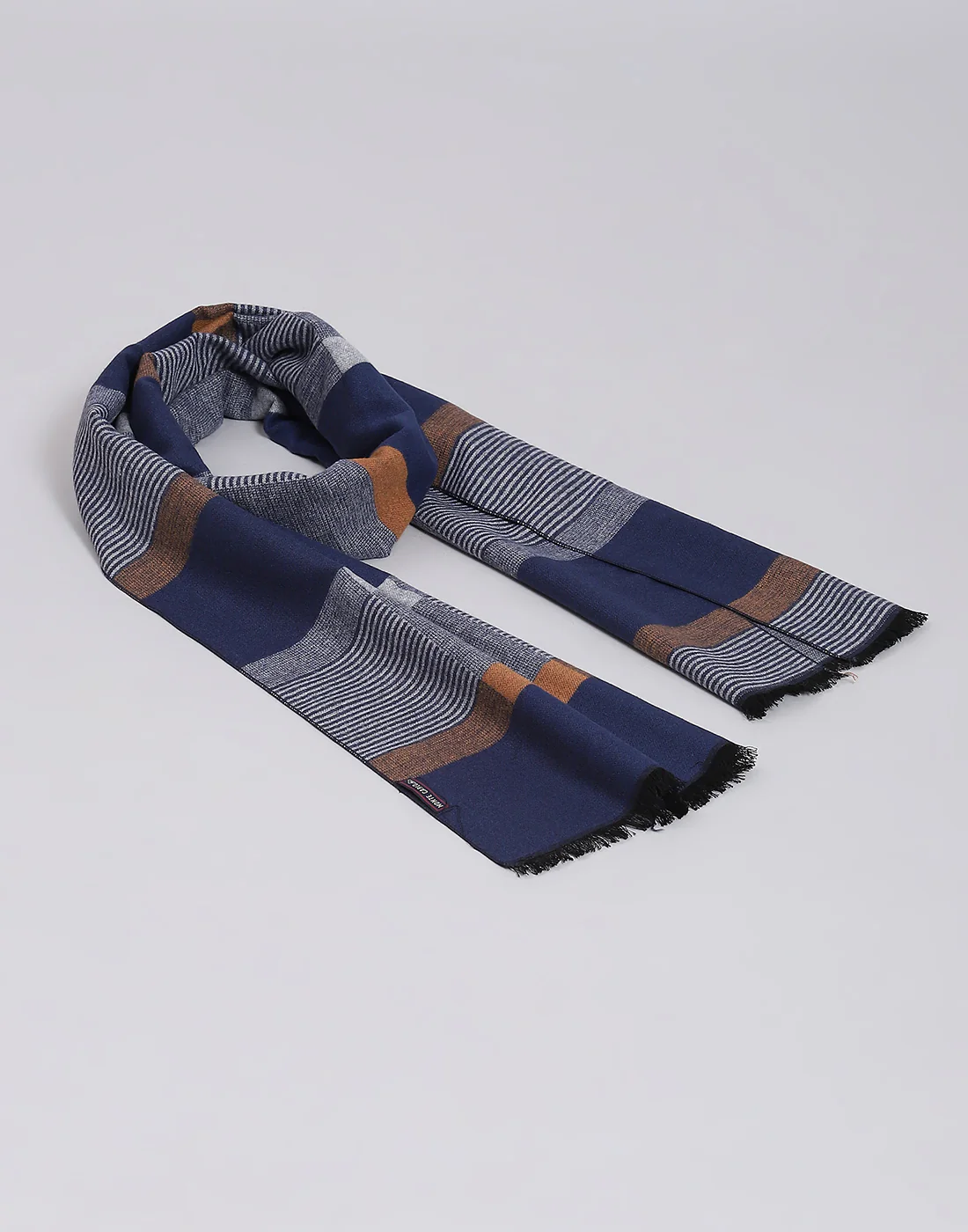 Men Blue Self Design Muffler - Image 3