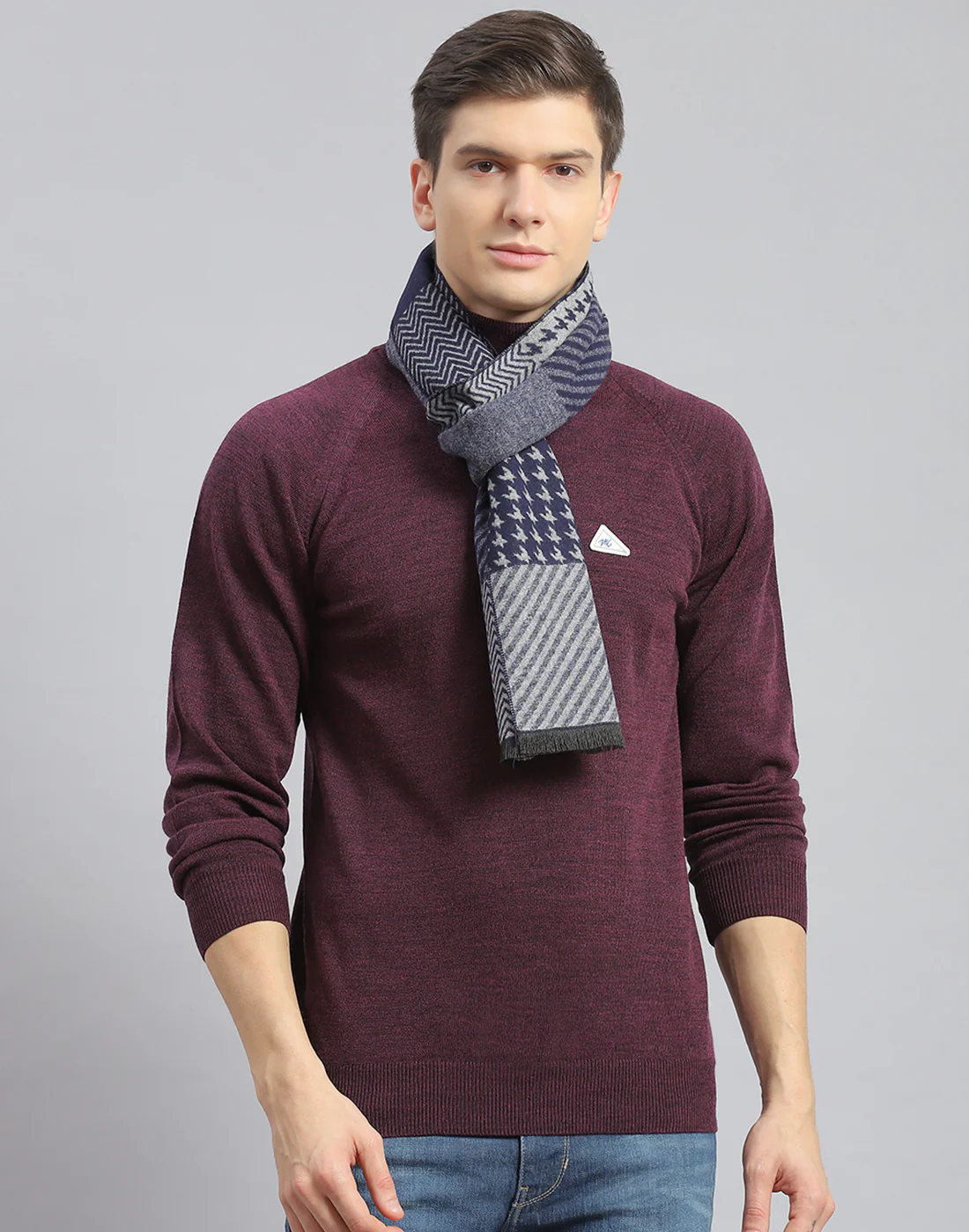 Men Blue Self Design Muffler - Image 2