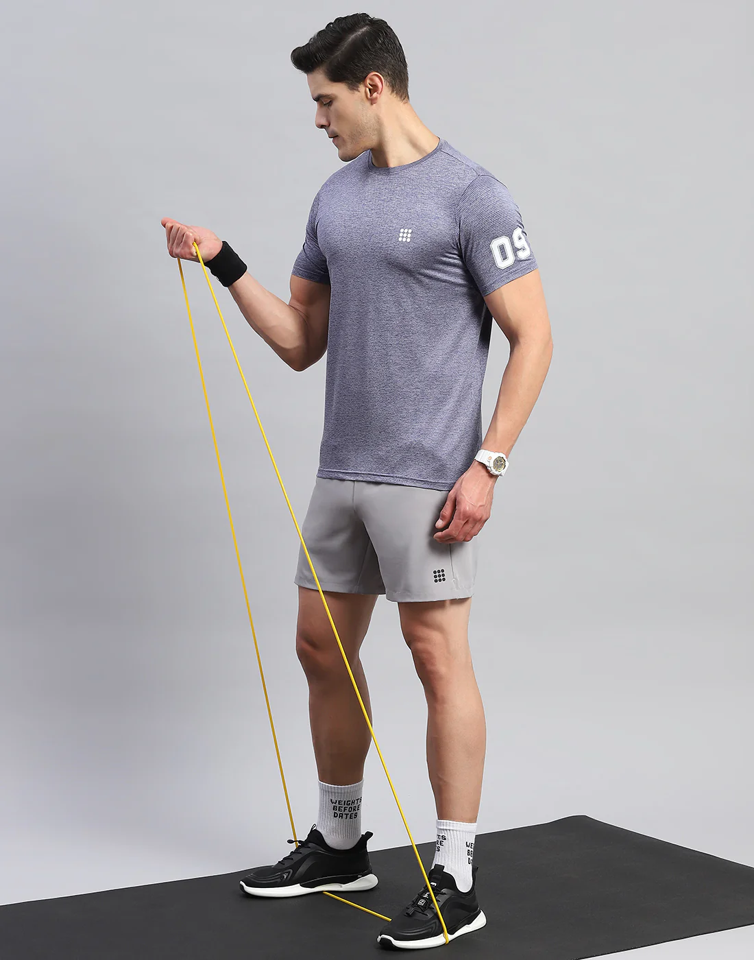 Rock.it Men Blue Self Design Round Neck Half Sleeve T-Shirt - Image 2