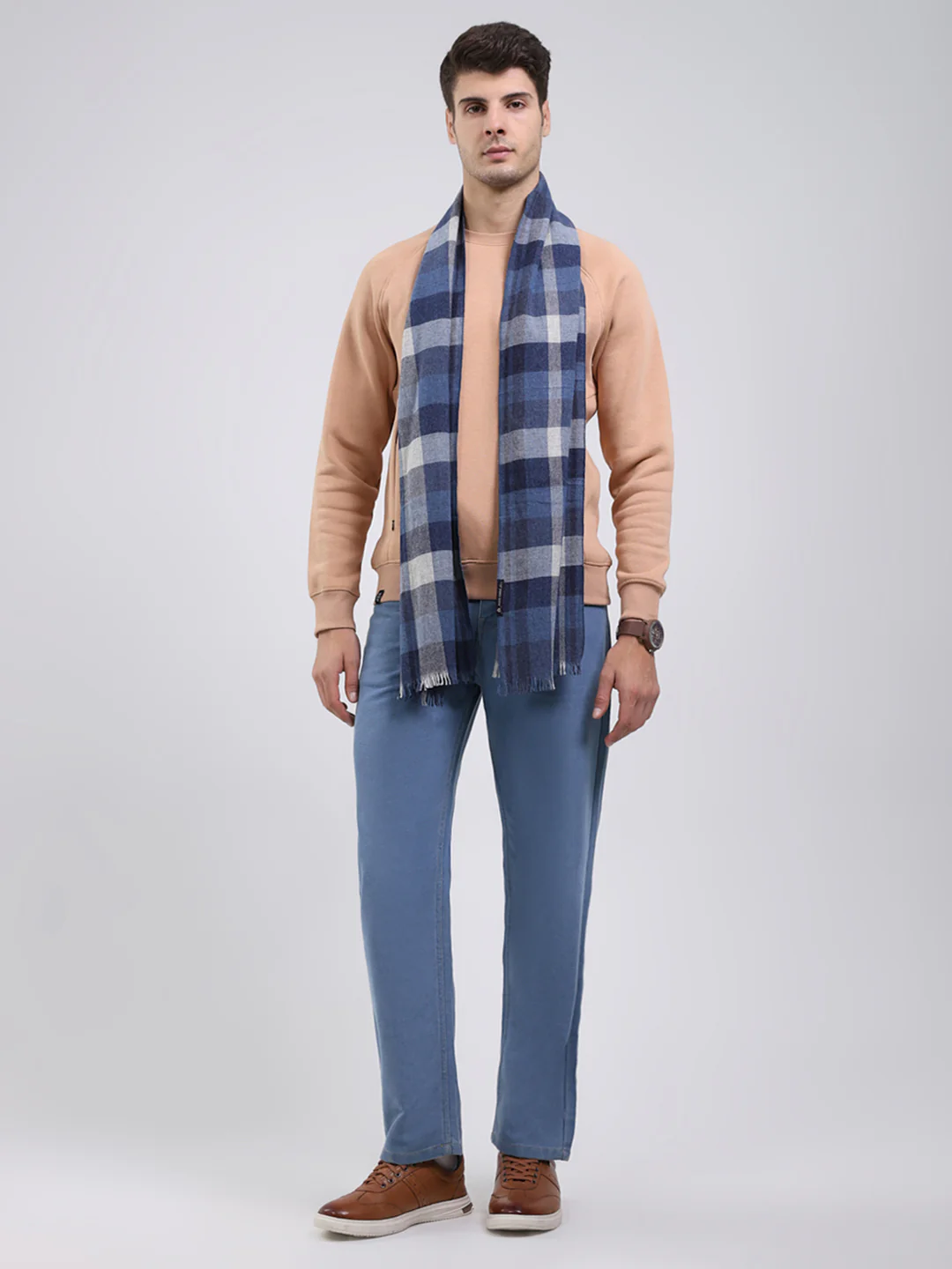 Men Blue Self Design Wool Blend Muffler - Image 5