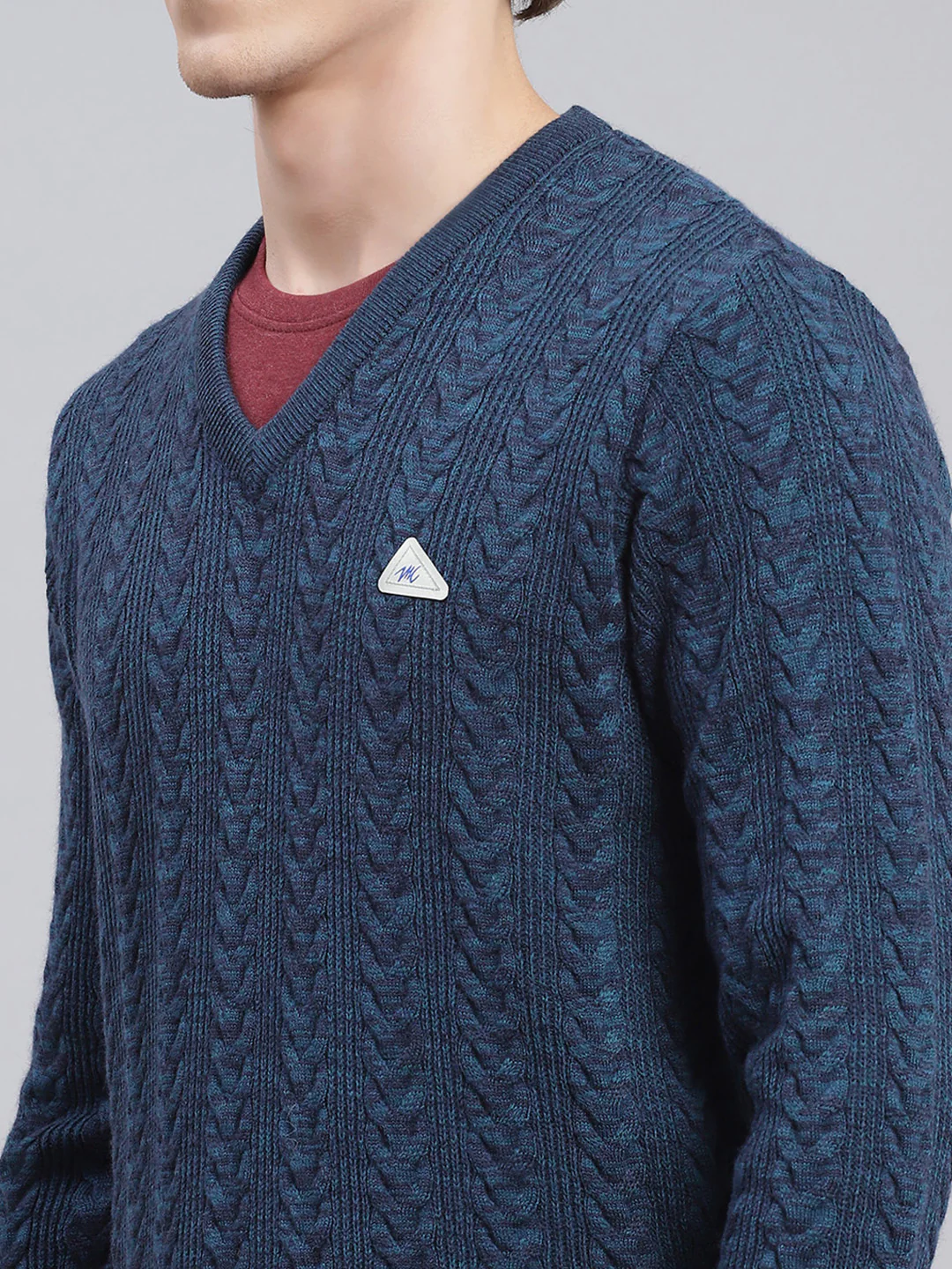 Men Blue Self Design Wool blend Pullover - Image 6
