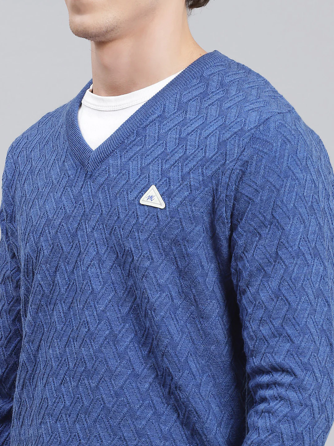 Men Blue Self Design Wool blend Pullover - Image 6
