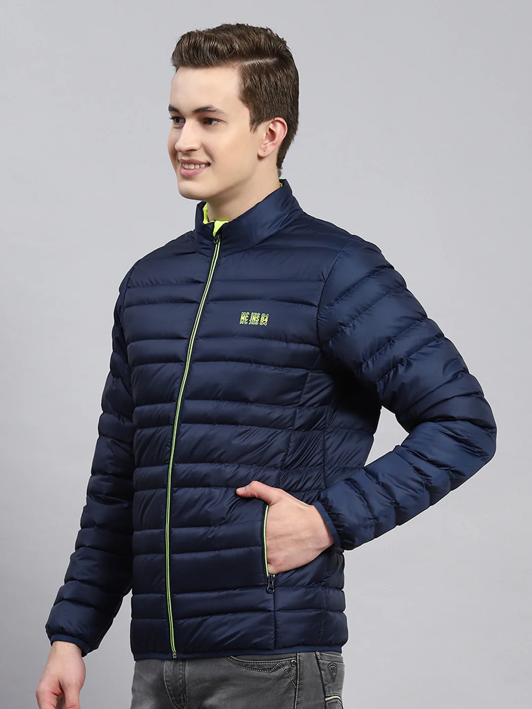 Men Blue Self Jacket - Image 4