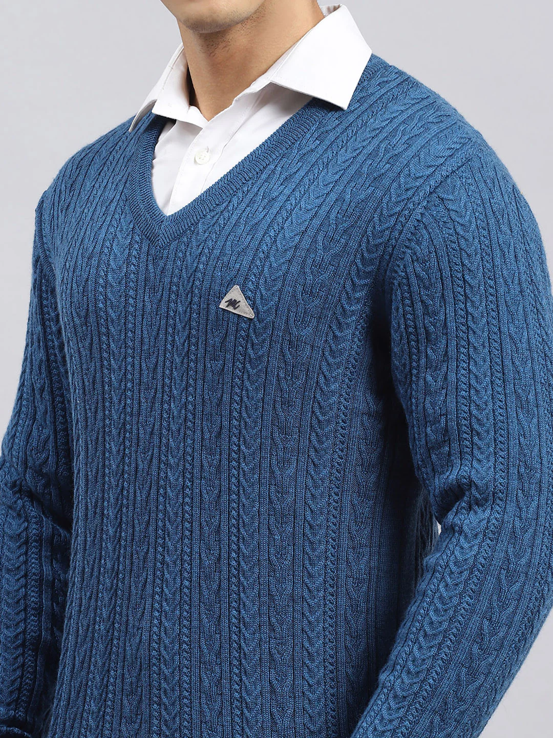 Men Blue Self Pullover - Image 6