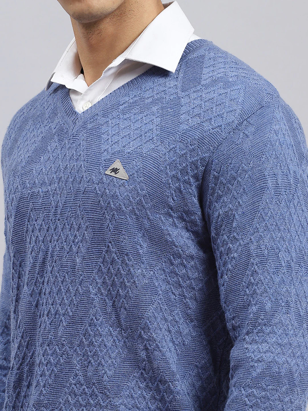 Men Blue Self Pullover - Image 6