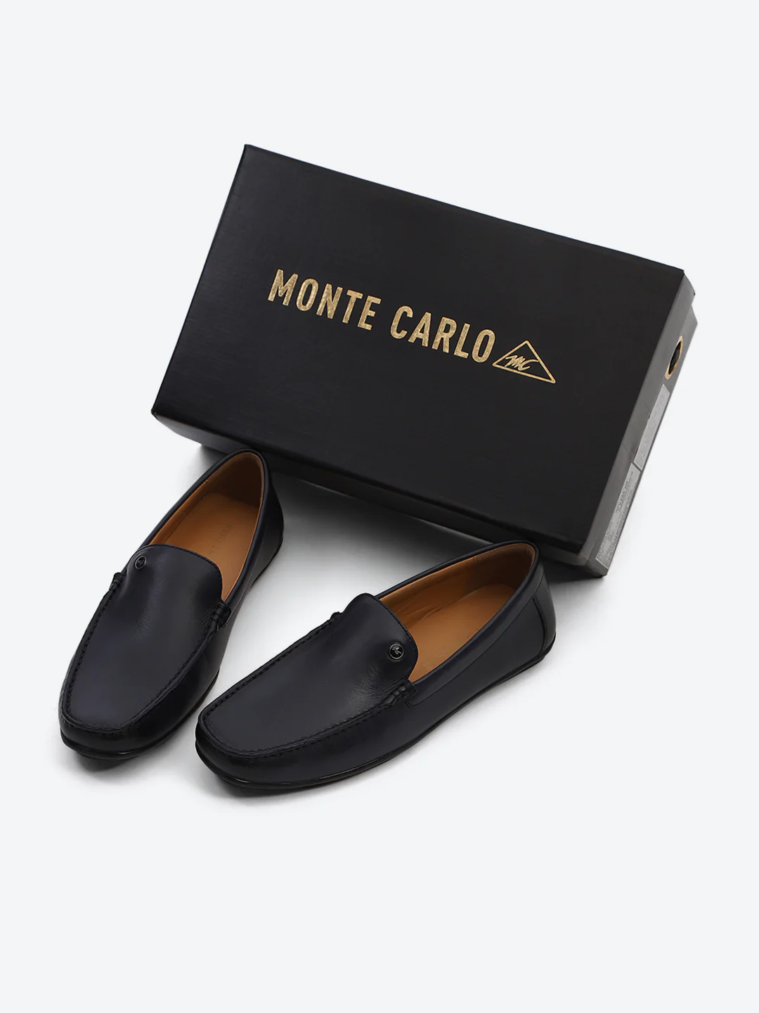 Men Dark Blue Slip on Genuine Leather Loafers - Image 2