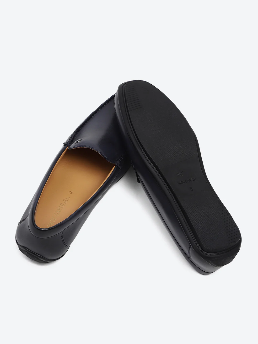 Men Dark Blue Slip on Genuine Leather Loafers - Image 8