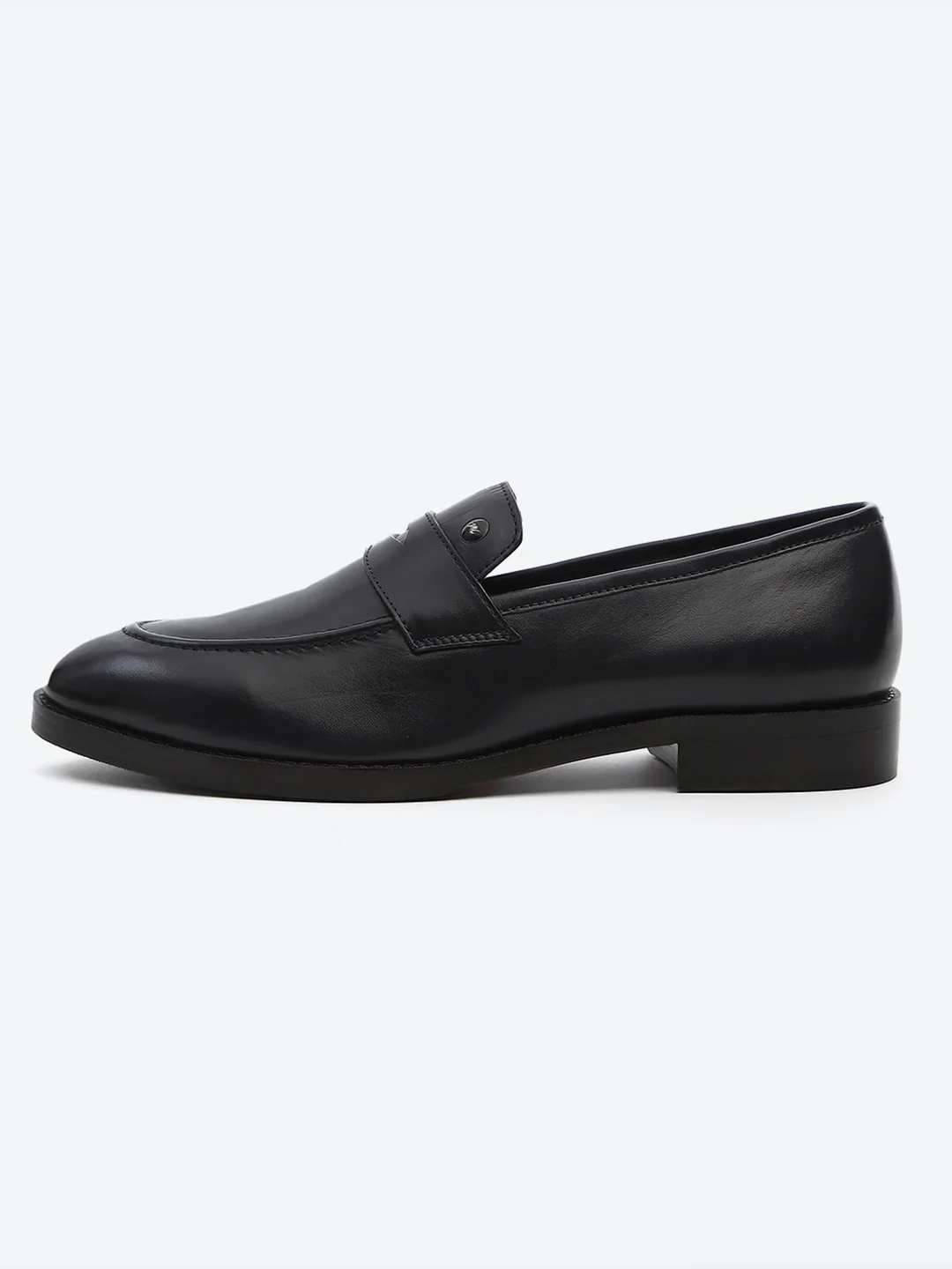 Men Dark Blue Slip on Leather Loafers - Image 4