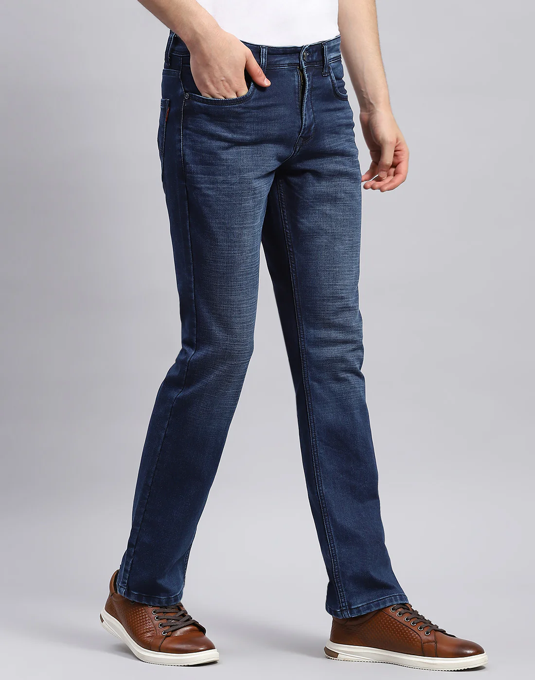 Men Blue Solid Bootcut Denim - Image 4