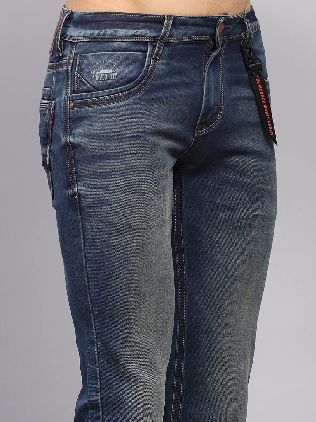 Men Blue Solid Bootcut Denim - Image 6