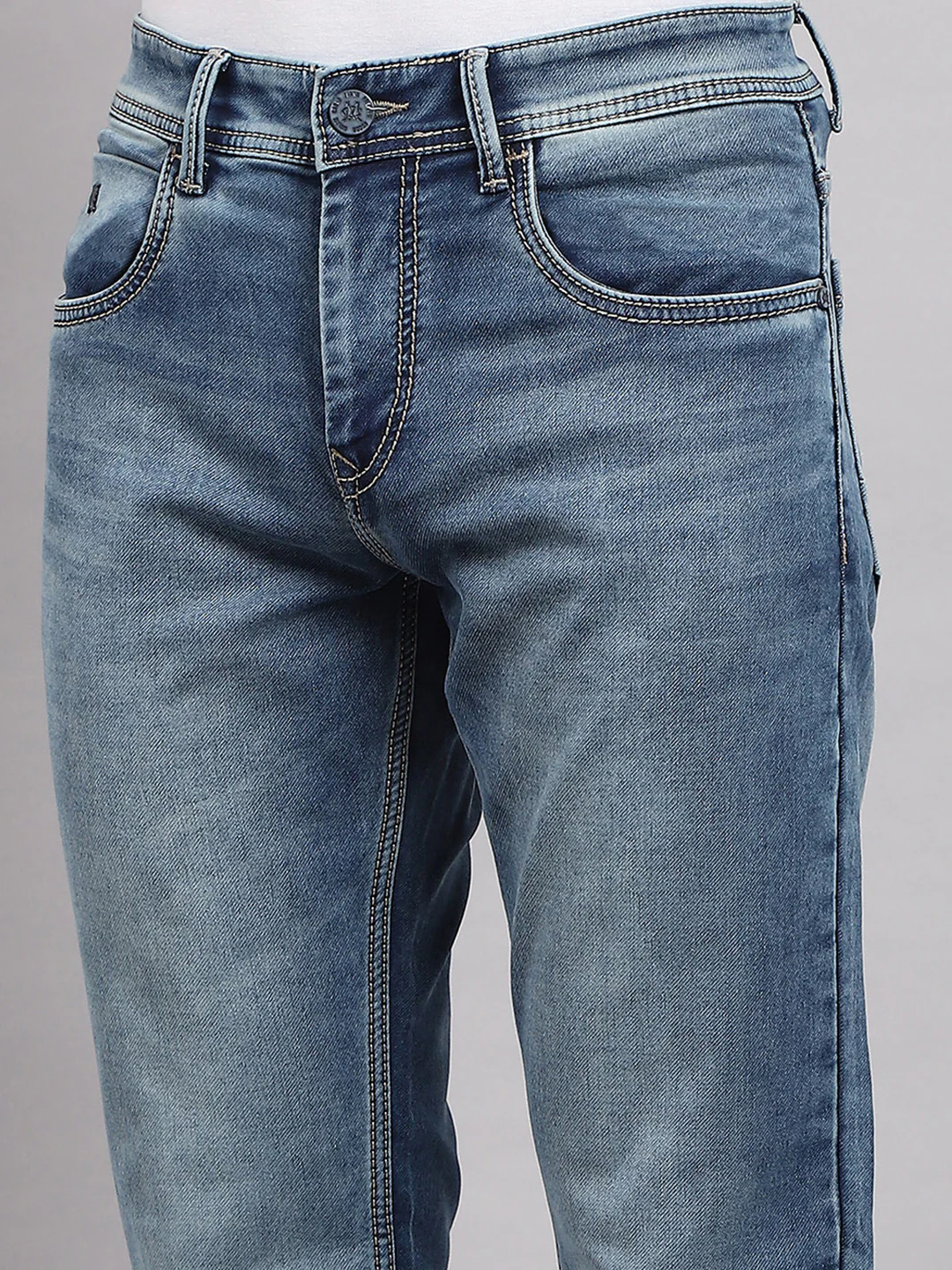 Men Blue Solid Bootcut Denim - Image 6