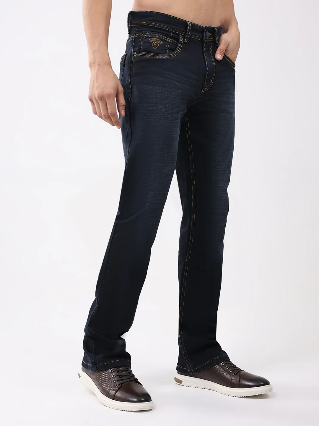 Men Blue Solid Bootcut Denim - Image 4