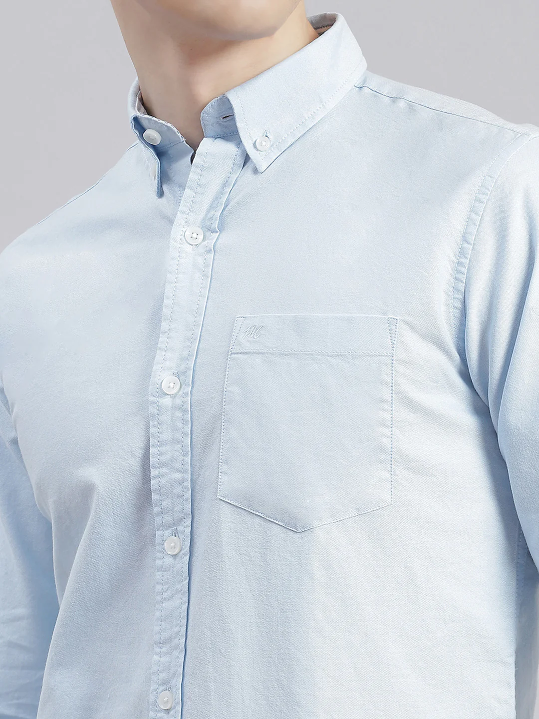 Men Blue Solid Button Down Full Sleeve Shirts - Image 6