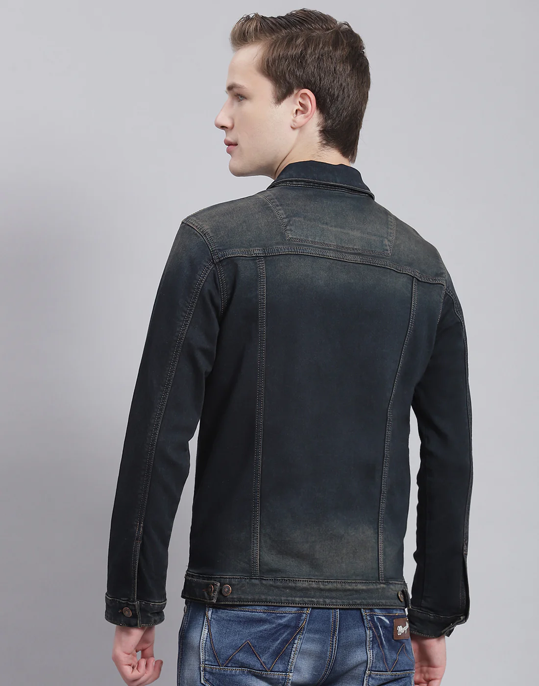 Men Blue Solid Collar Full Sleeve Jacket - Image 5