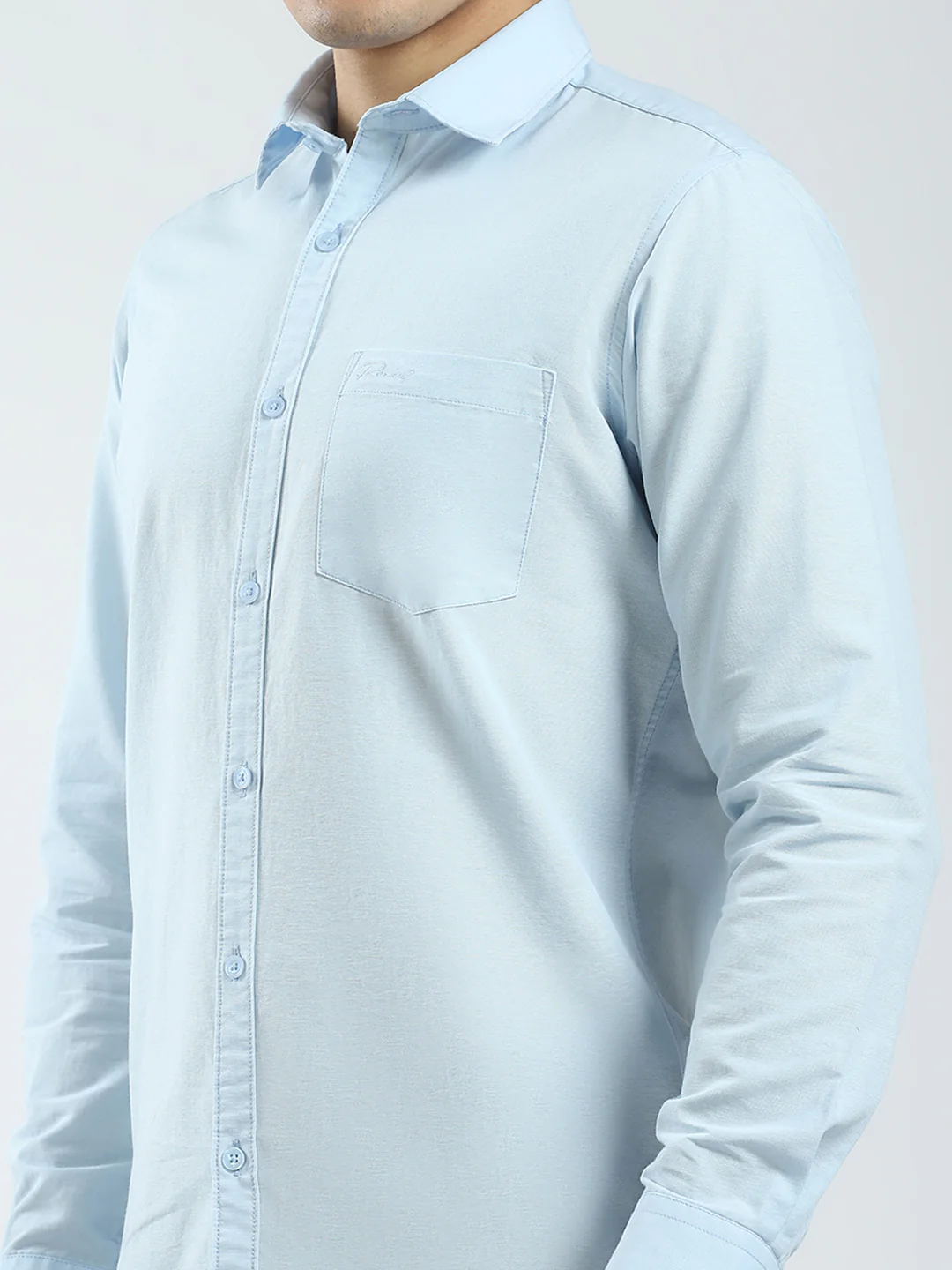 Rock.it Men Blue Solid Collar Full Sleeve Shirt - Image 6